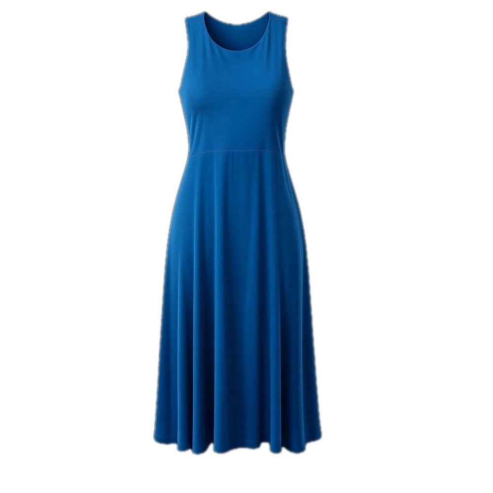 Athleta Women's Blue Sleeveless Modal Spandex Knit Dress Size Large L Casual